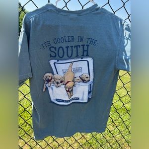 Live Oak Brand “It’s Cooler in the South” blue shirt in size medium.